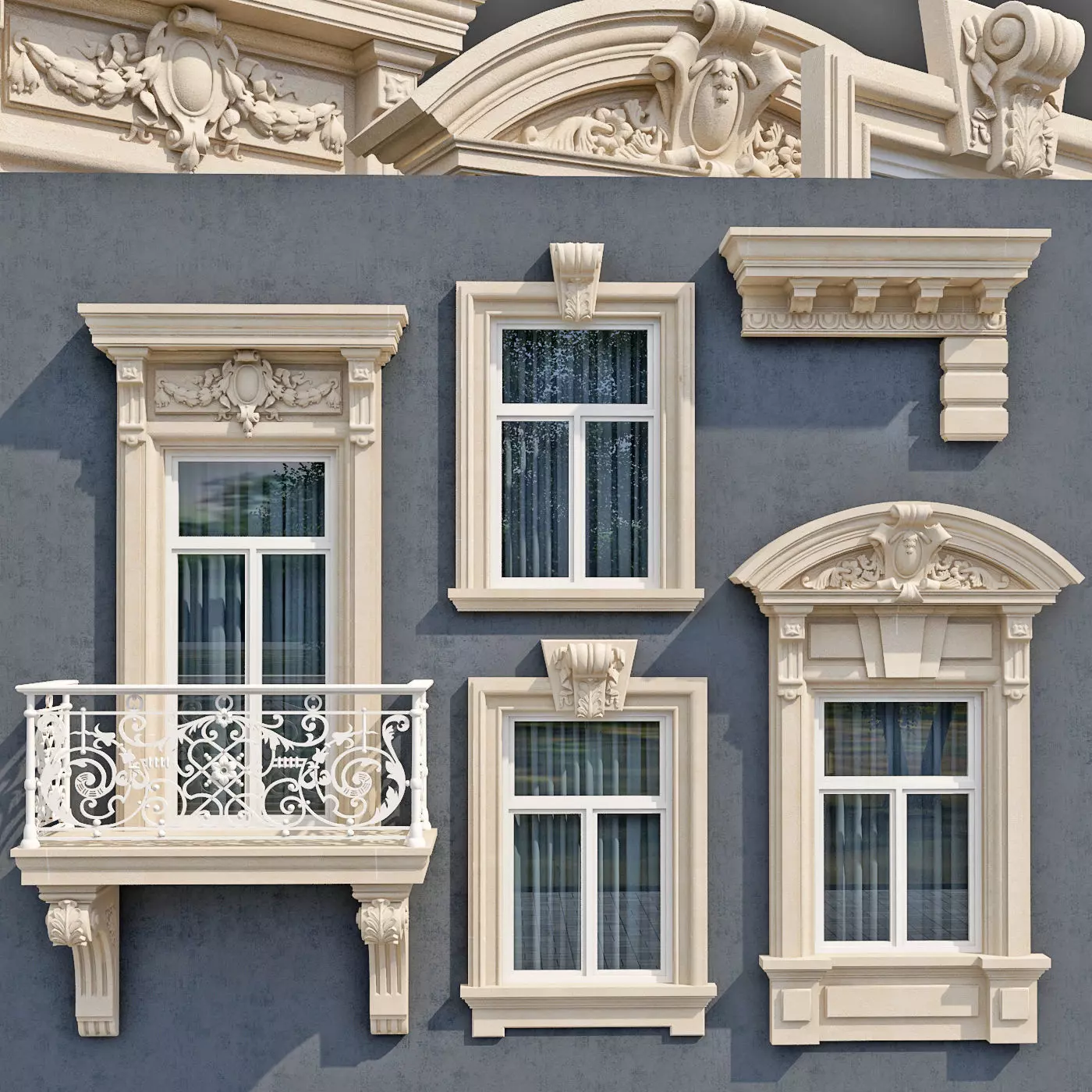 Windows in the style of modern classics 6 3D model 3D model_0