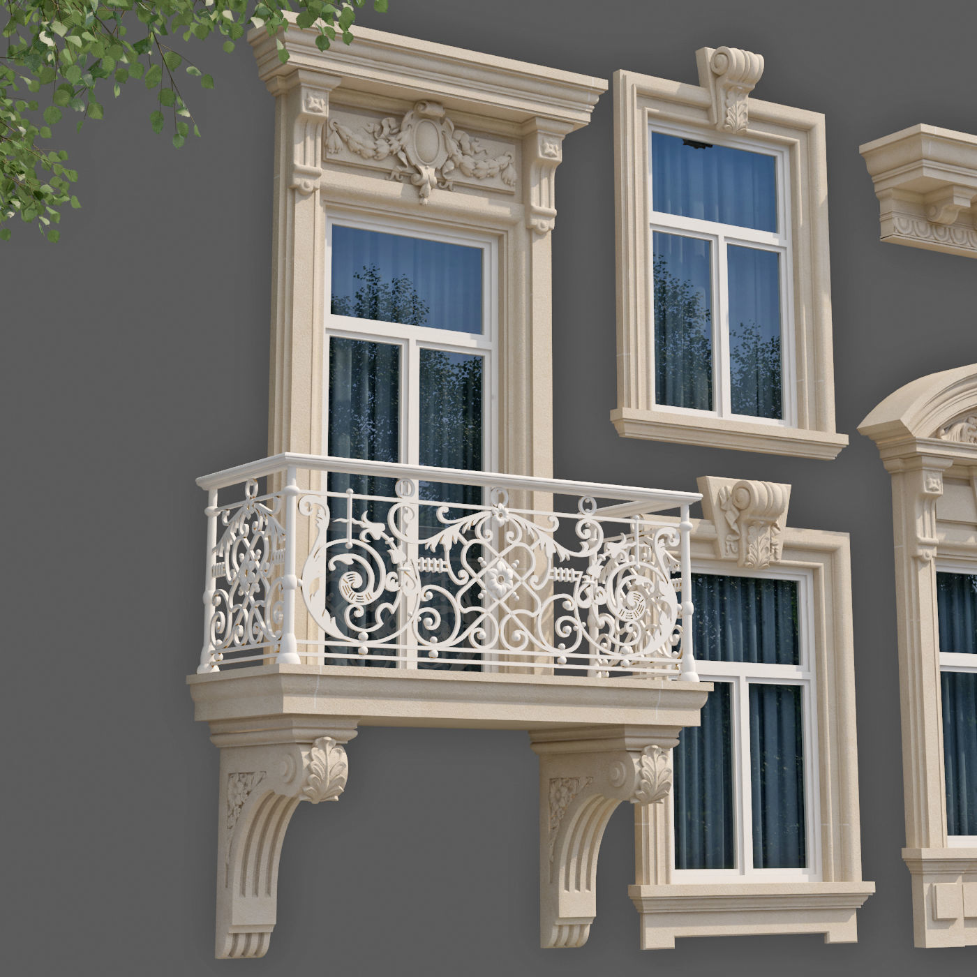 Windows in the style of modern classics 6 3D model 3D model_4