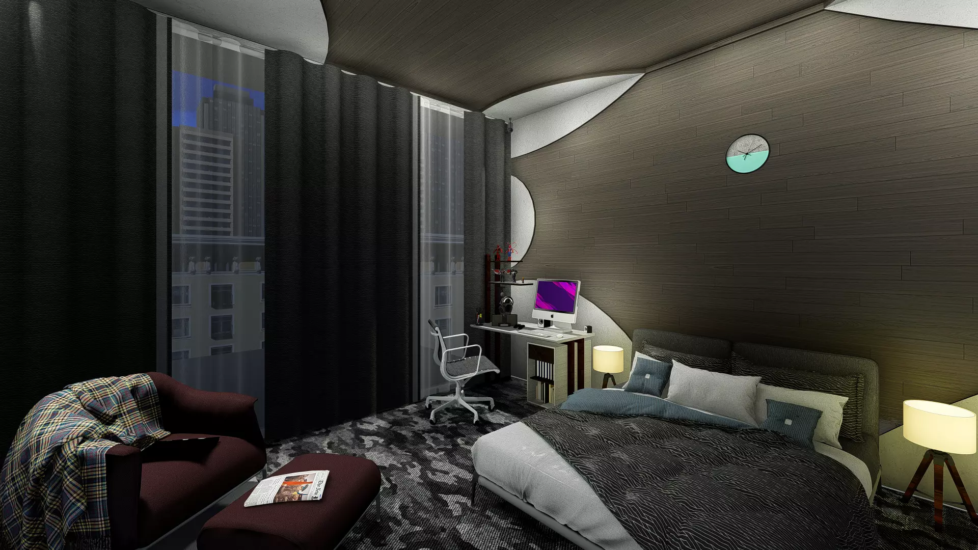 Simple Minimalis Bedroom Setup Free 3D model_0