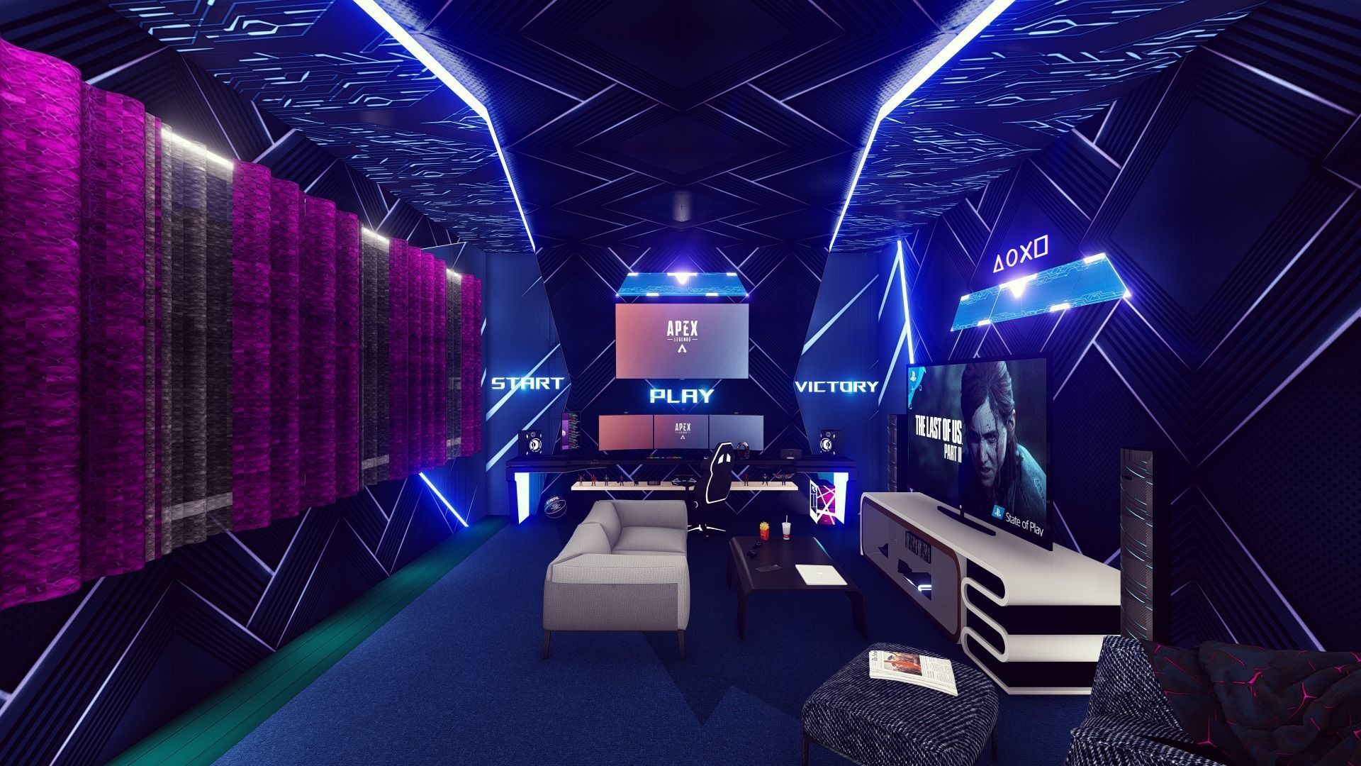 Gaming Setup - Pride Blue Gaming Room 3D model_3