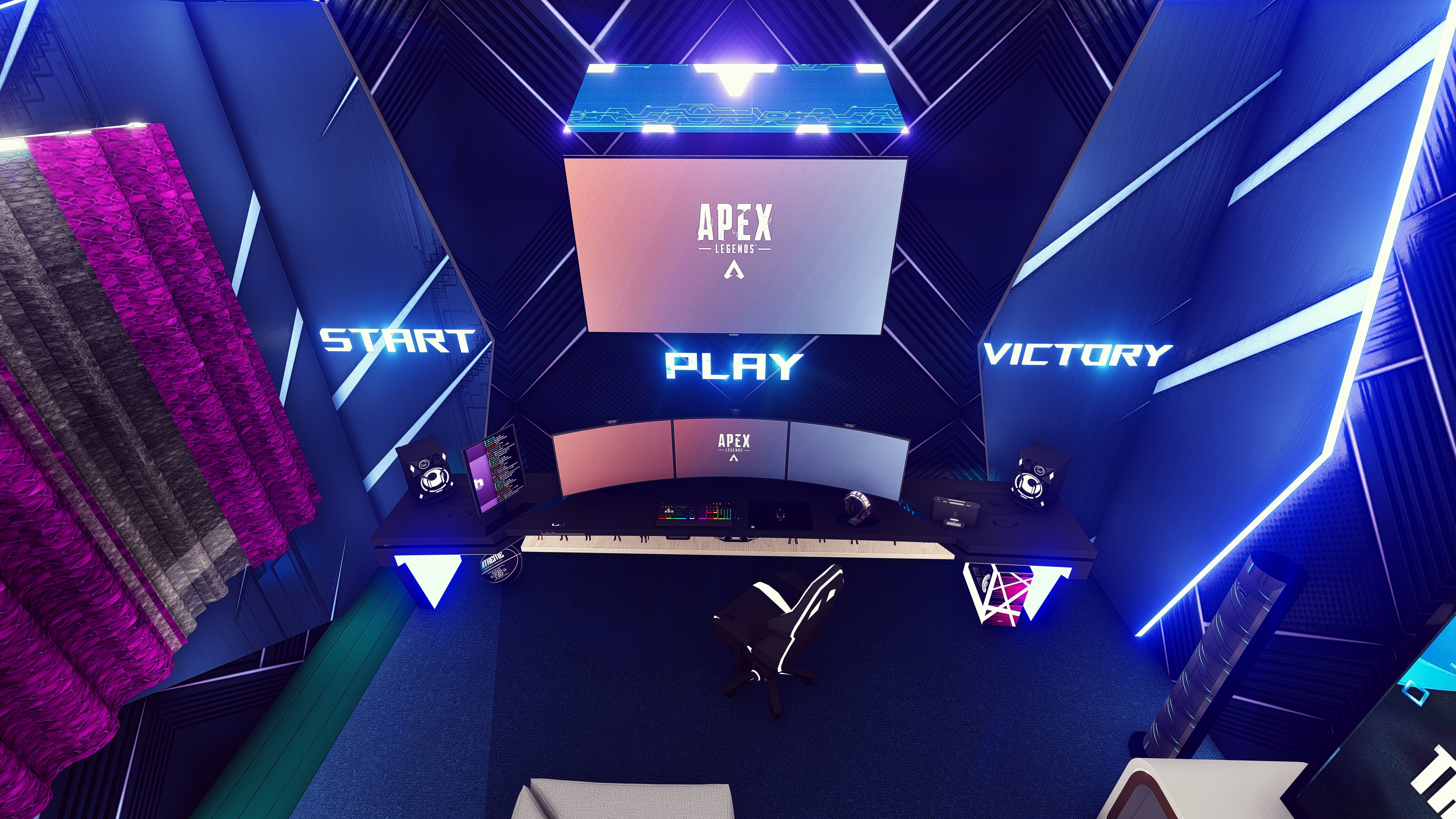 Gaming Setup - Pride Blue Gaming Room 3D model_2