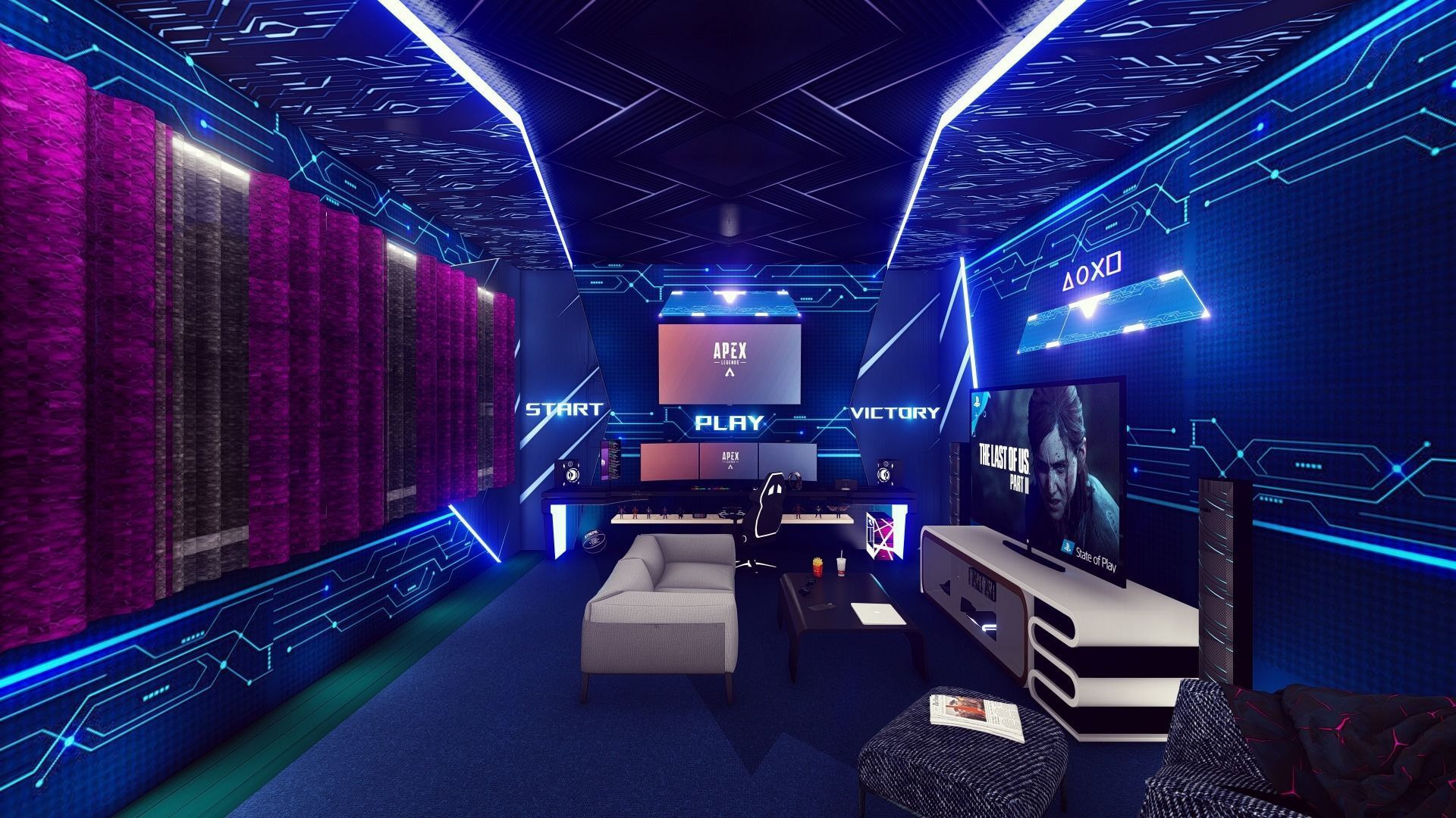 Gaming Setup - Pride Blue Gaming Room 3D model_4