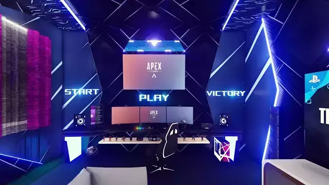 Gaming Setup - Pride Blue Gaming Room