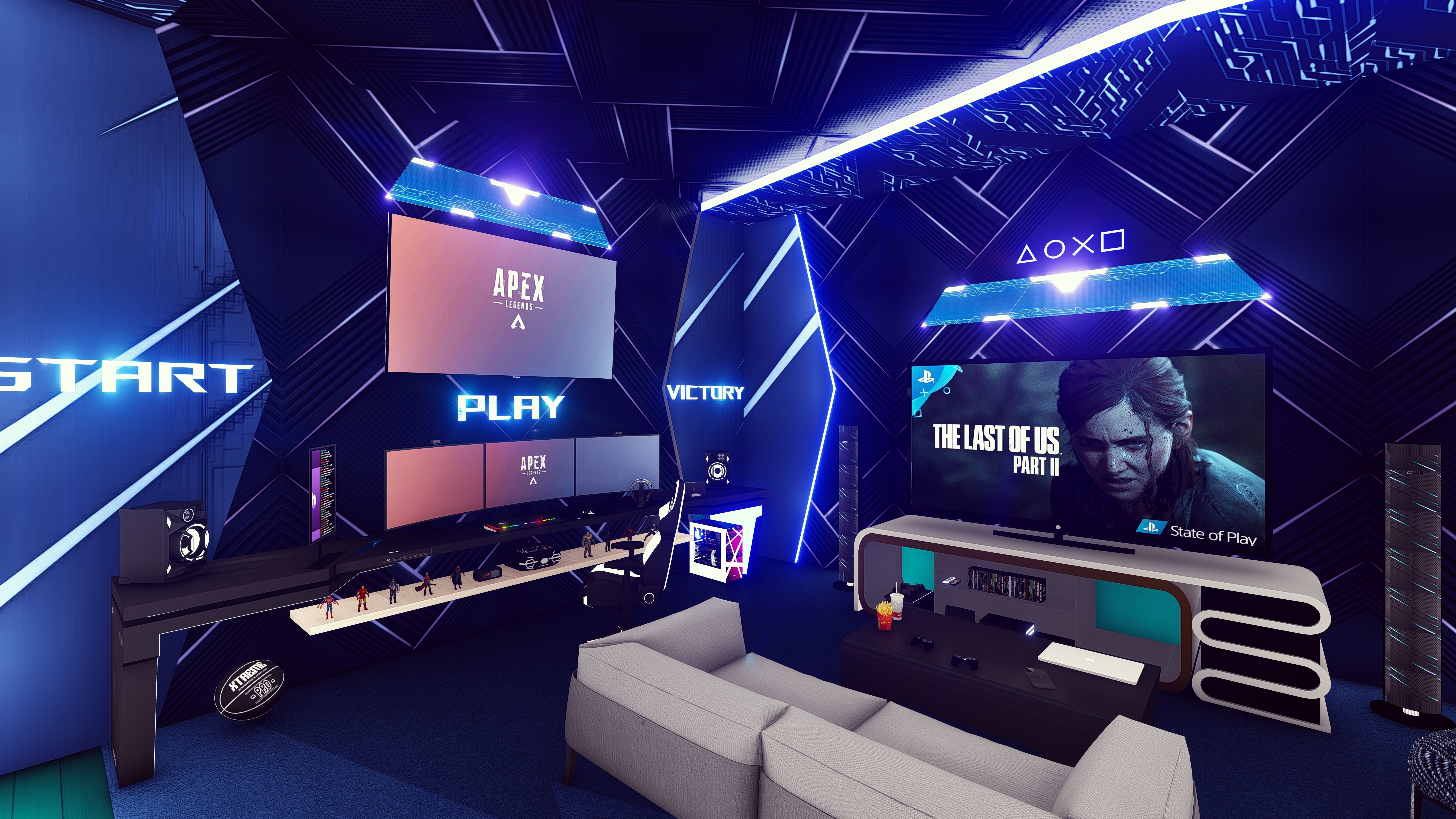 Gaming Setup - Pride Blue Gaming Room 3D model_1