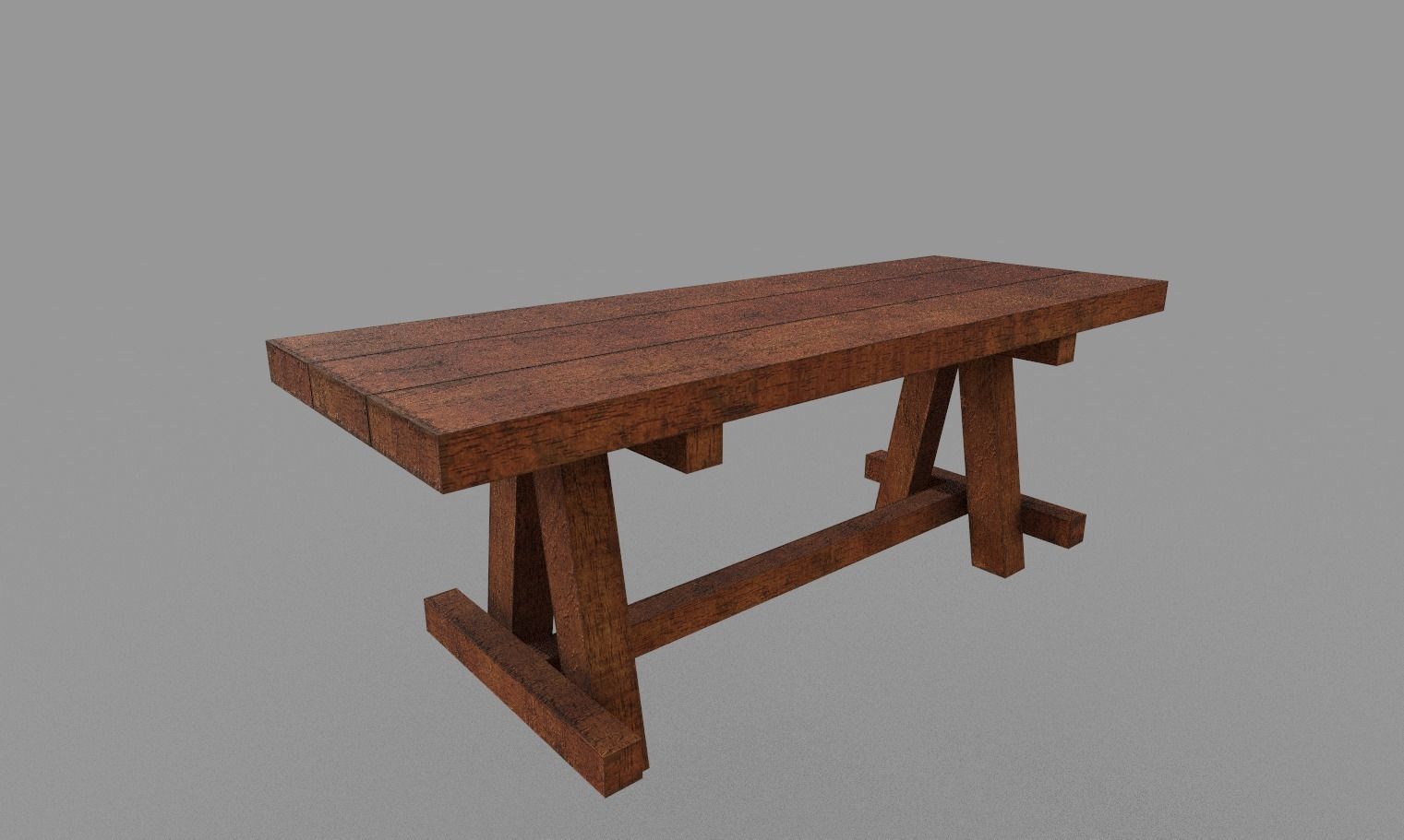 Lowpoly wooden garden multipurpose table furniture Low-poly 3D model_4