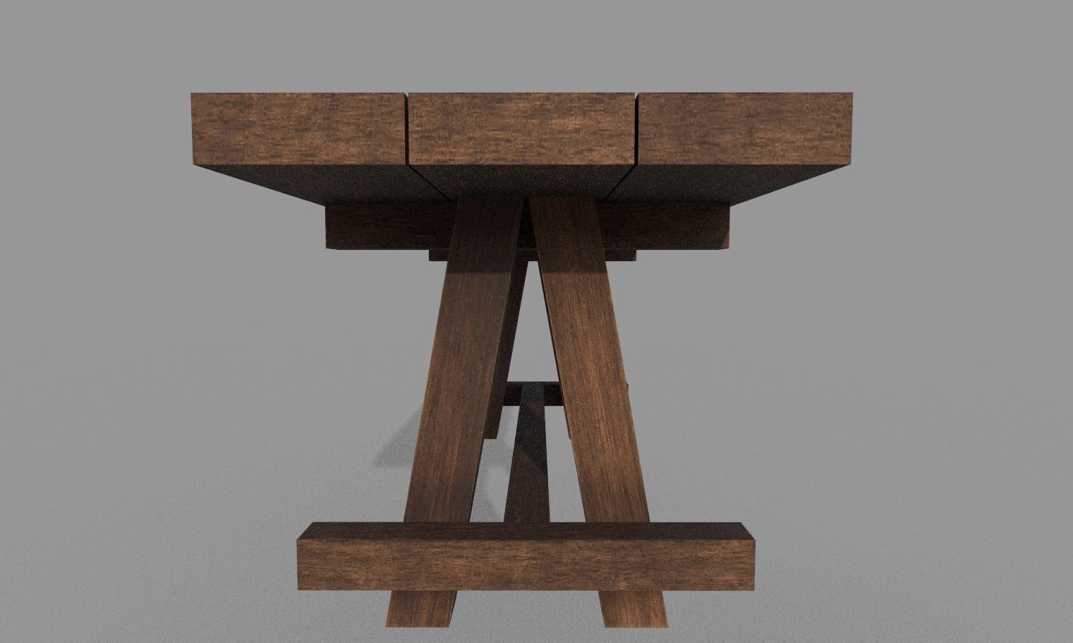 Lowpoly wooden garden multipurpose table furniture Low-poly 3D model_3