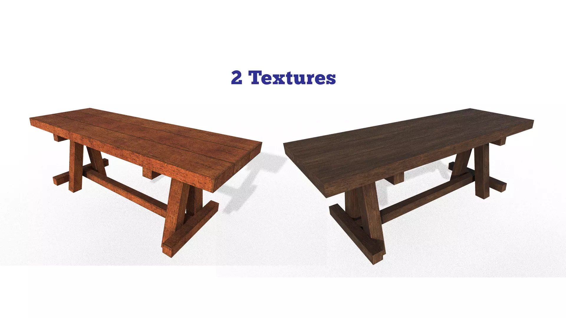 Lowpoly wooden garden multipurpose table furniture Low-poly 3D model_0