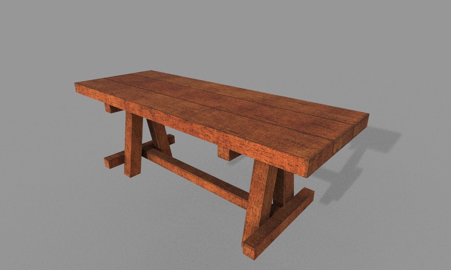 Lowpoly wooden garden multipurpose table furniture Low-poly 3D model_1