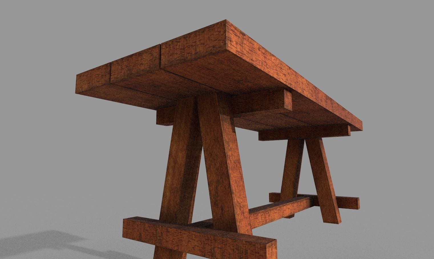 Lowpoly wooden garden multipurpose table furniture Low-poly 3D model_7