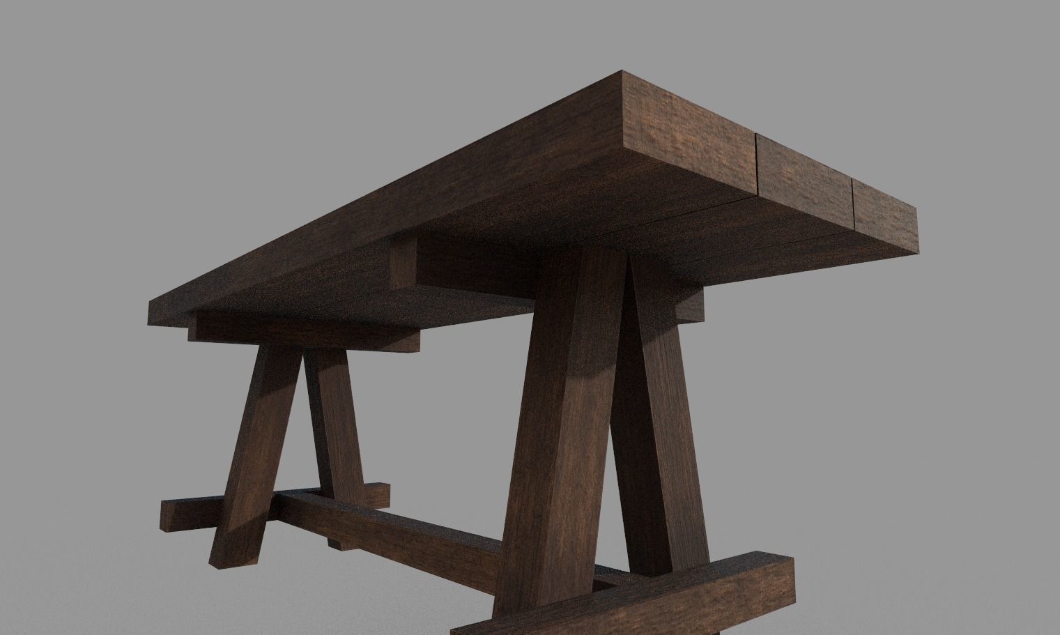 Lowpoly wooden garden multipurpose table furniture Low-poly 3D model_10