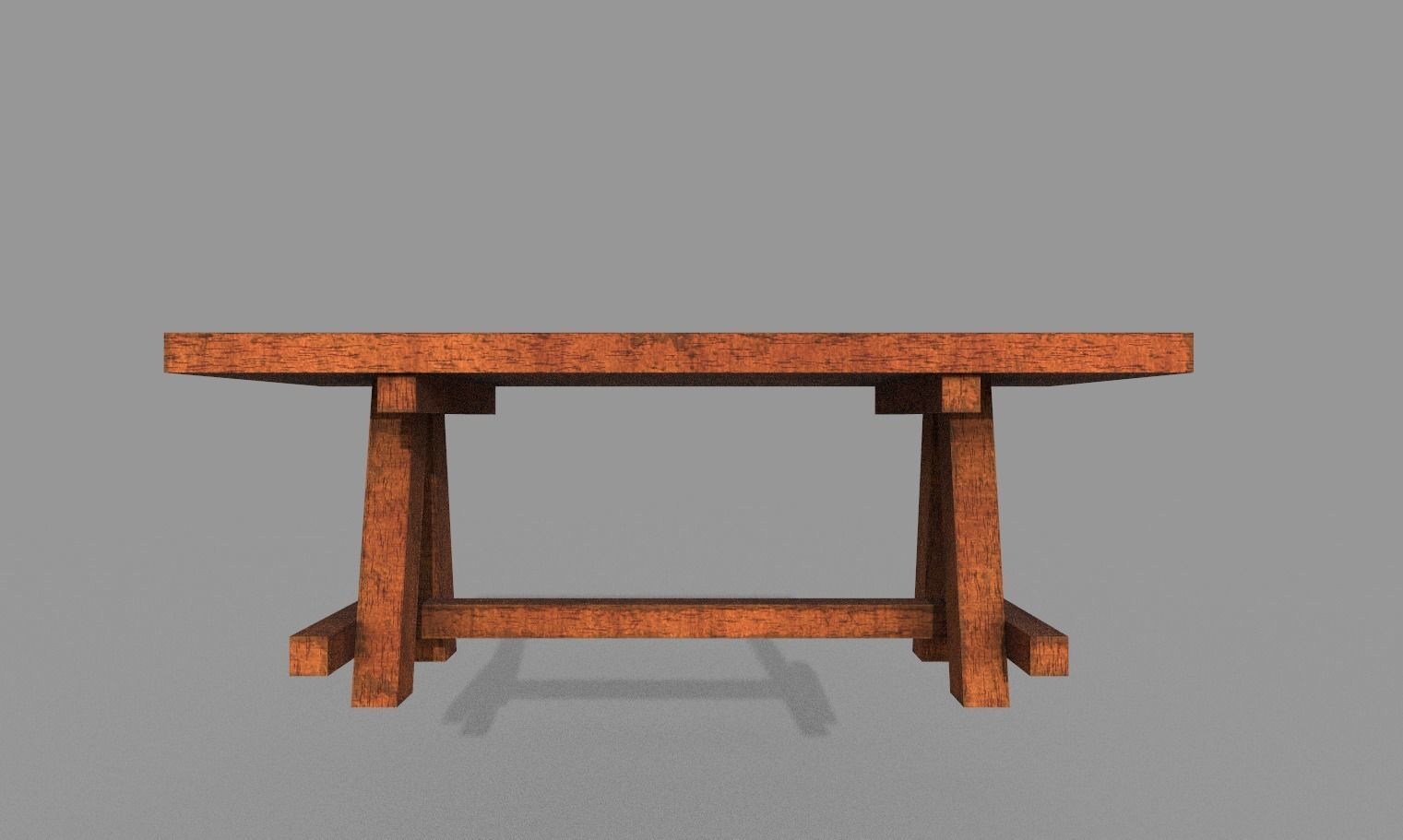 Lowpoly wooden garden multipurpose table furniture Low-poly 3D model_5