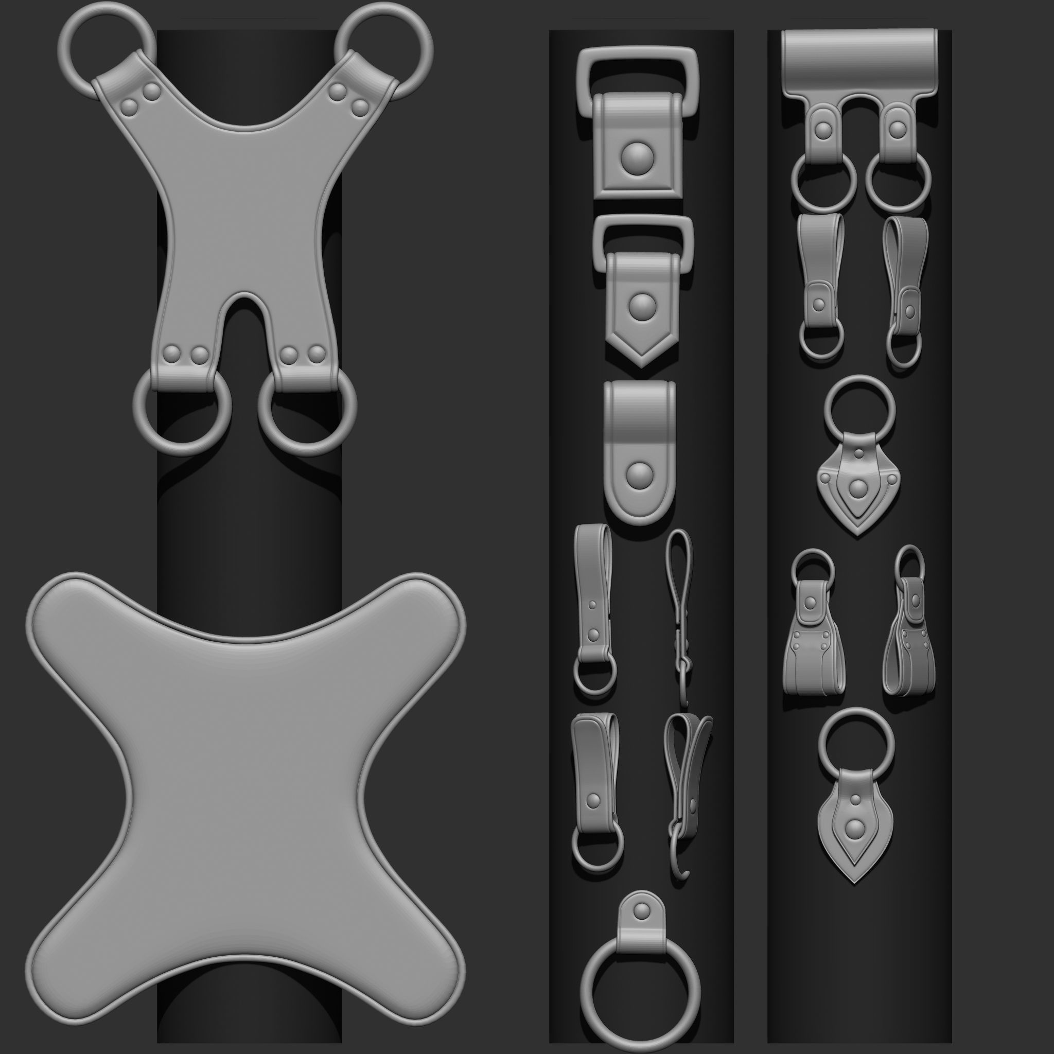 240 IMM Brush Leather Straps Vol 03 UV Video Tutorial 3D model_15