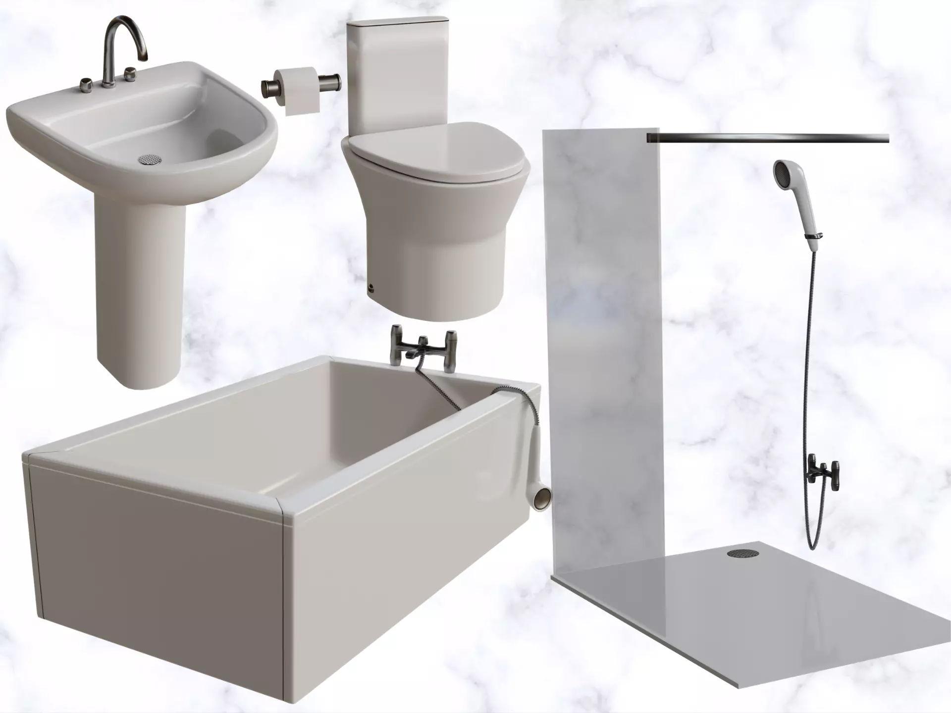 Elite Bathroom Furnish Set 3D Model Collection_0
