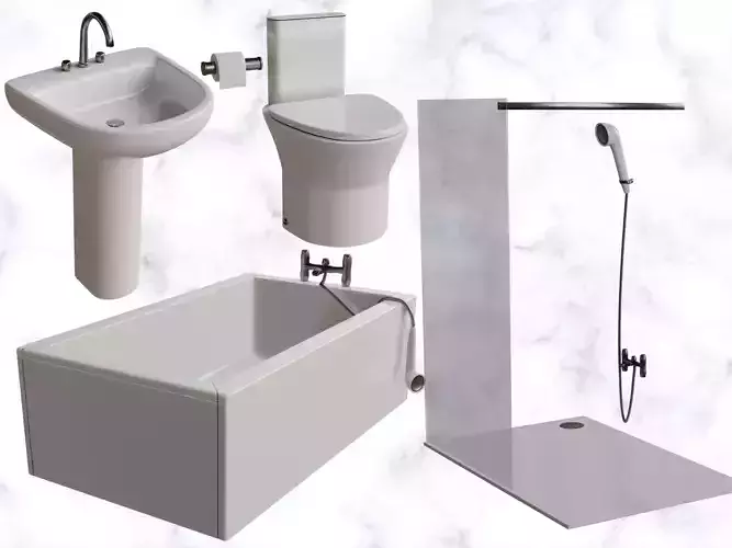 Elite Bathroom Furnish Set 3D Model Collection