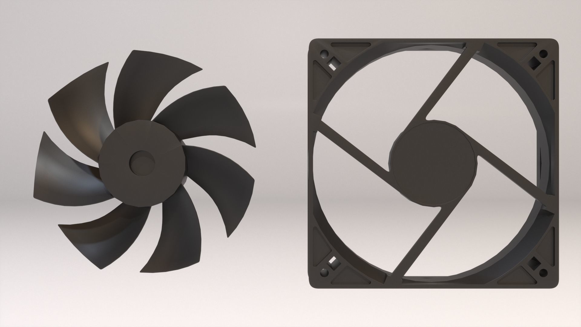 Computer Fan Low-poly 3D model_6