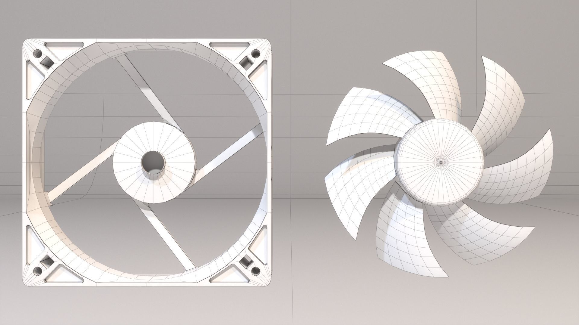 Computer Fan Low-poly 3D model_9