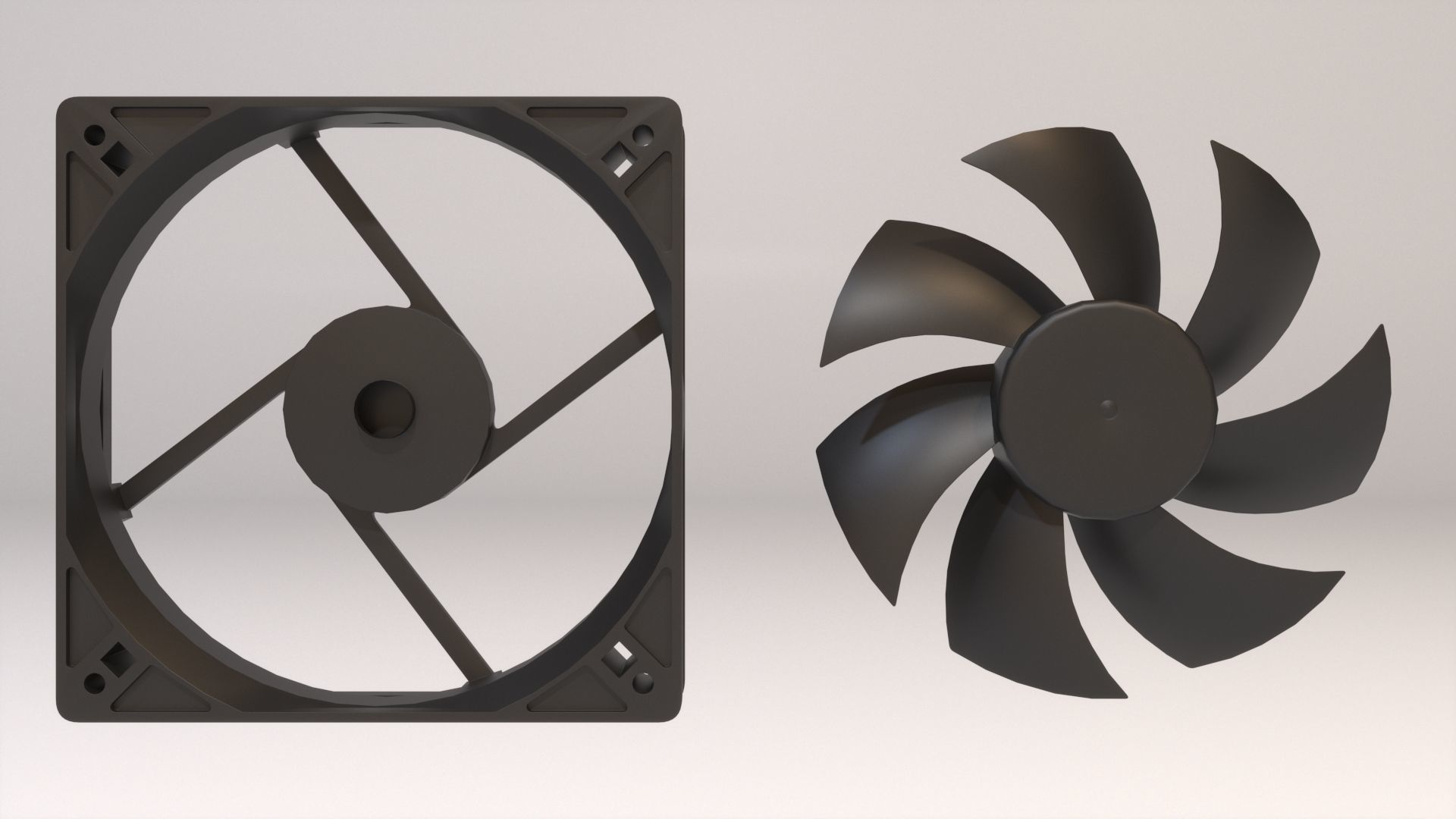 Computer Fan Low-poly 3D model_7