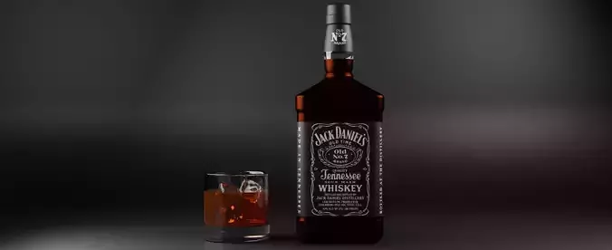 whiskey bottle with glass shot