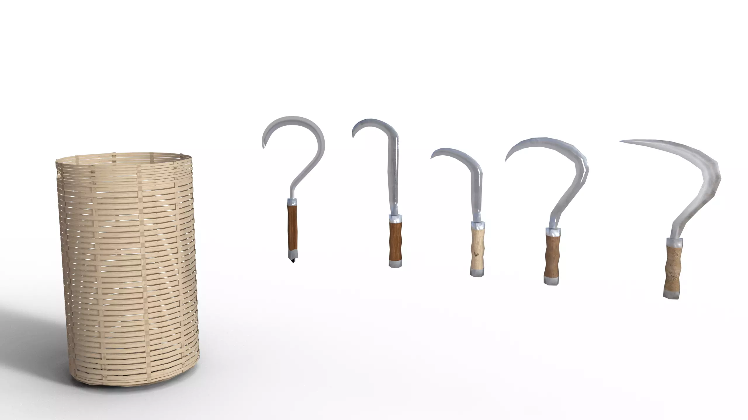 Arit and Bamboo Basket Javanese traditional tools Free 3D model
