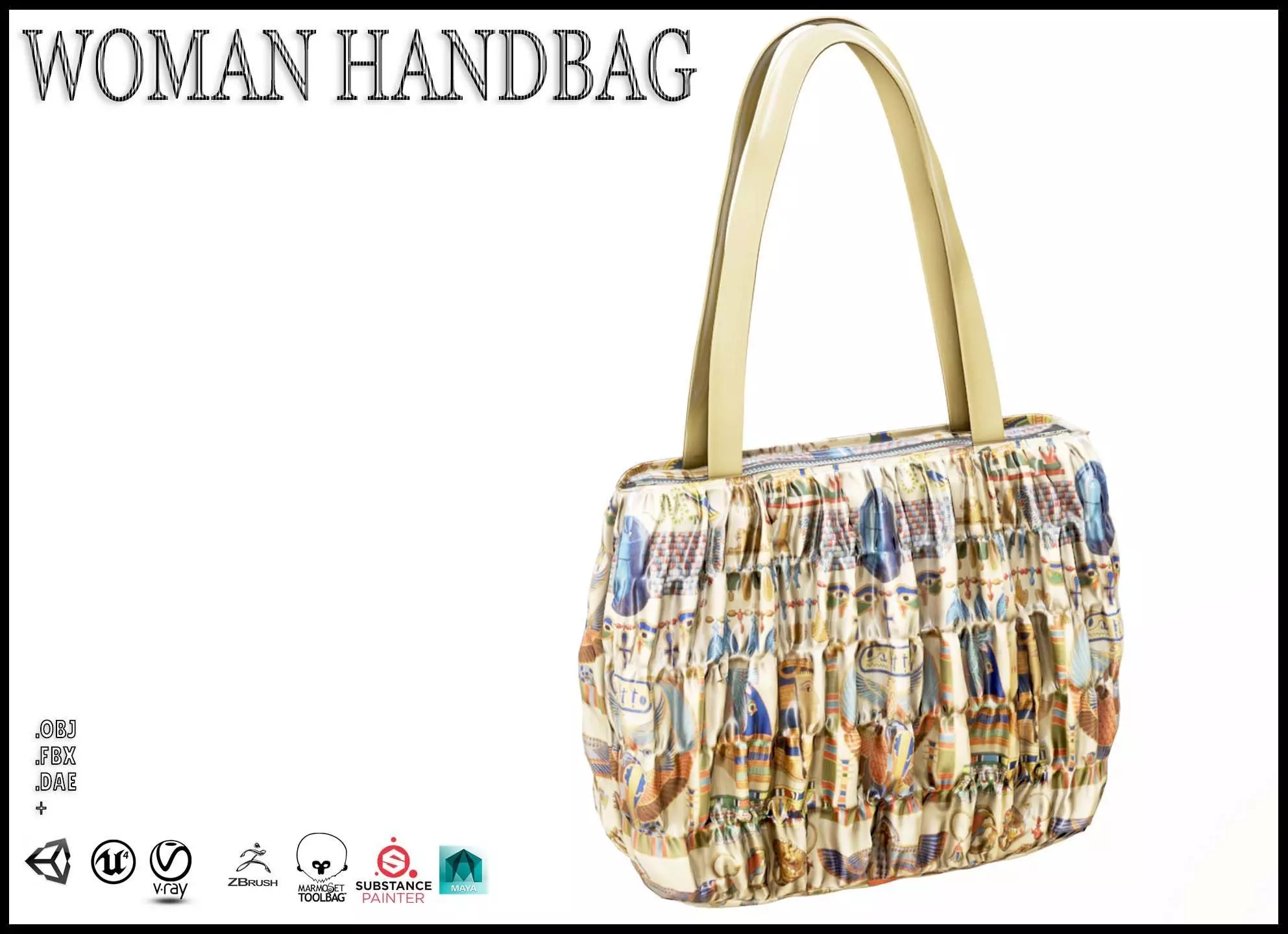 Elegant Woman Handbag Low-poly 3D model_0