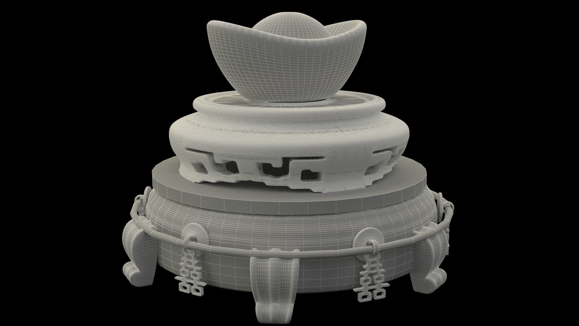 Chinese Gold Ingot 3D model_7