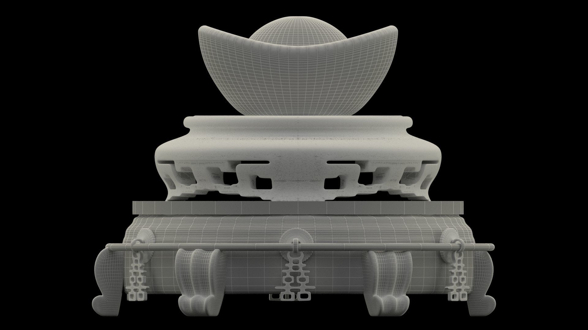 Chinese Gold Ingot 3D model_5