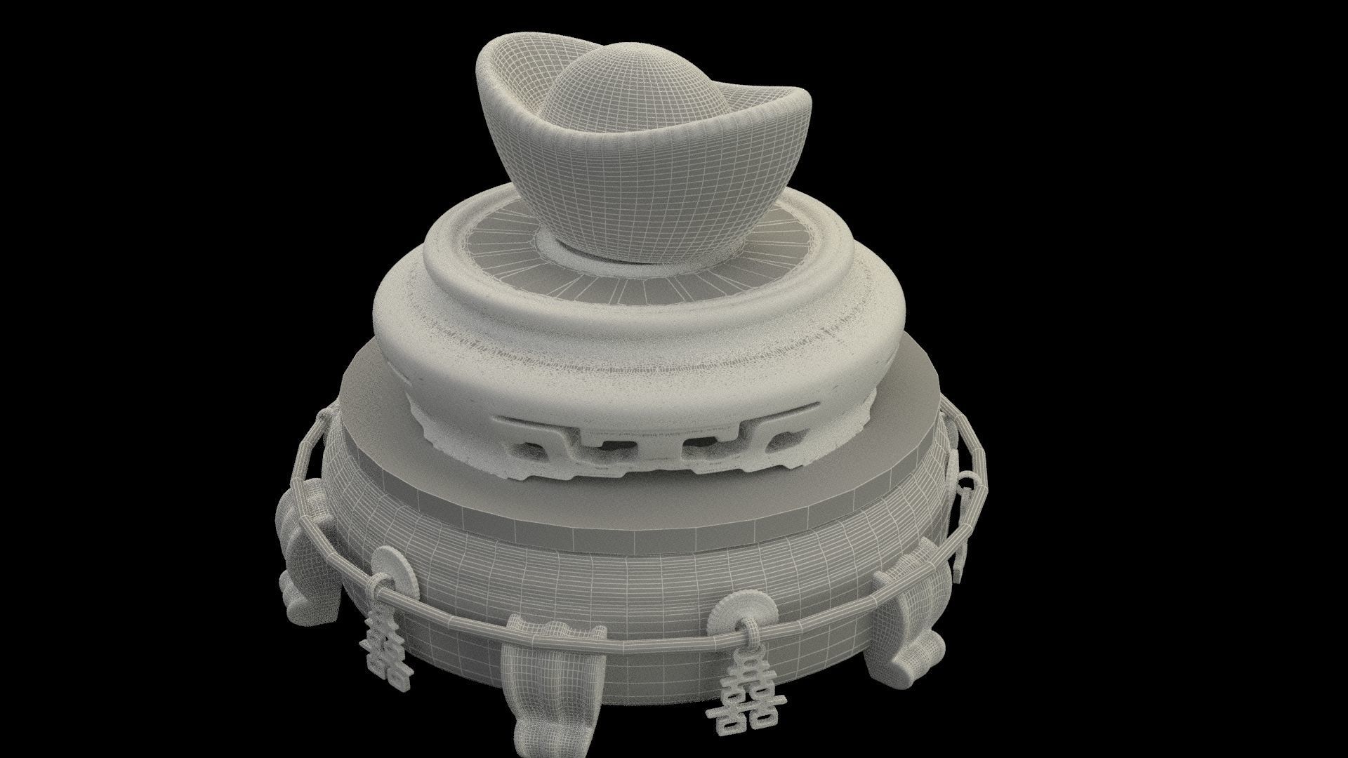 Chinese Gold Ingot 3D model_6