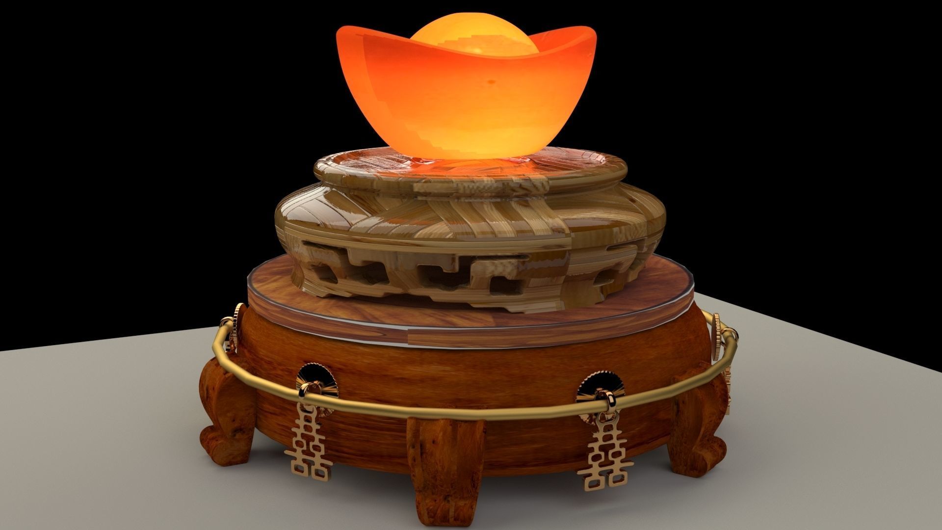 Chinese Gold Ingot 3D model_1