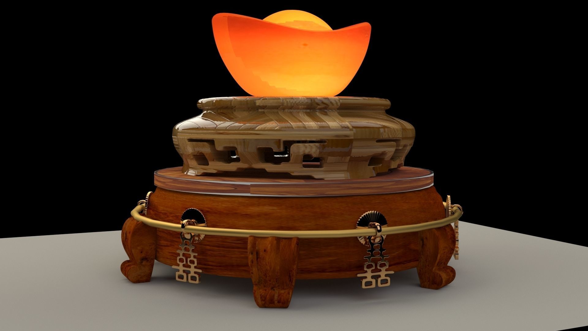 Chinese Gold Ingot 3D model_4