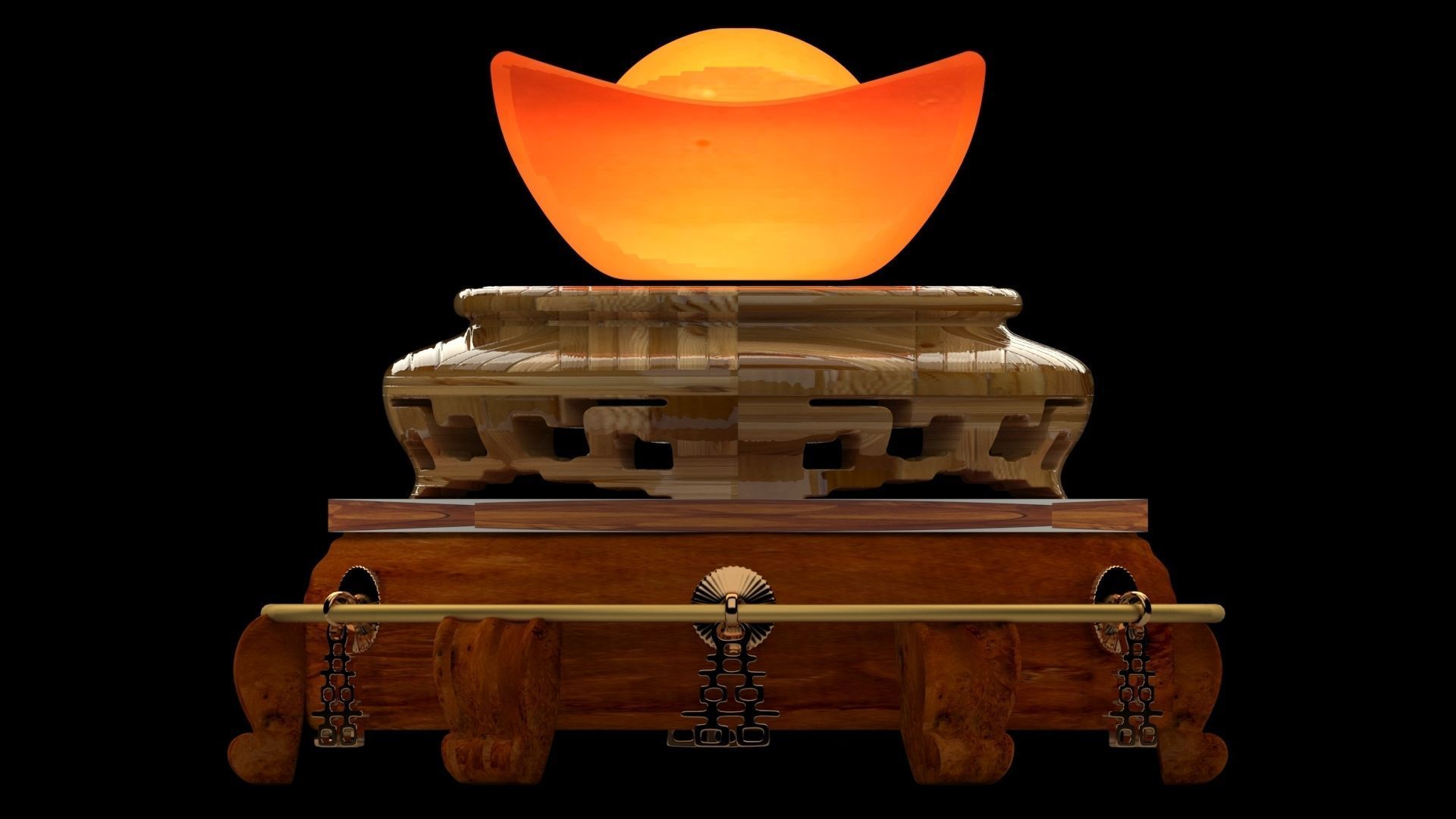 Chinese Gold Ingot 3D model_2