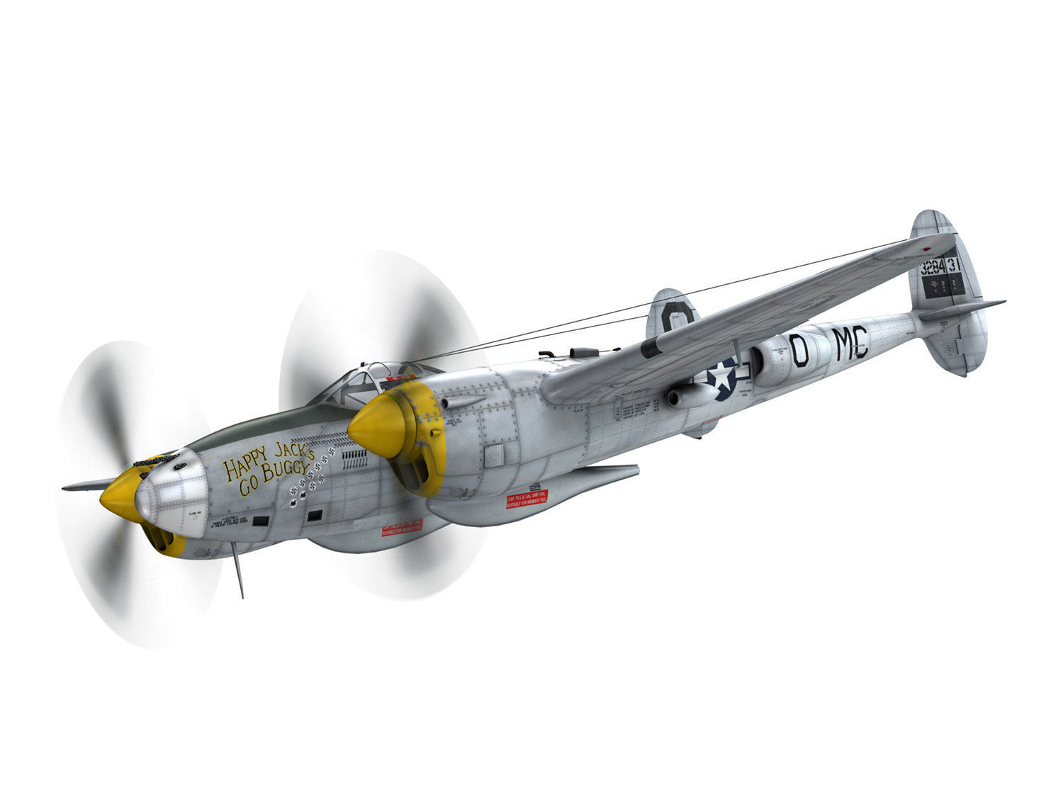 Lockheed P-38 Lightning - Happy Jacks go Buggy 3D model_2