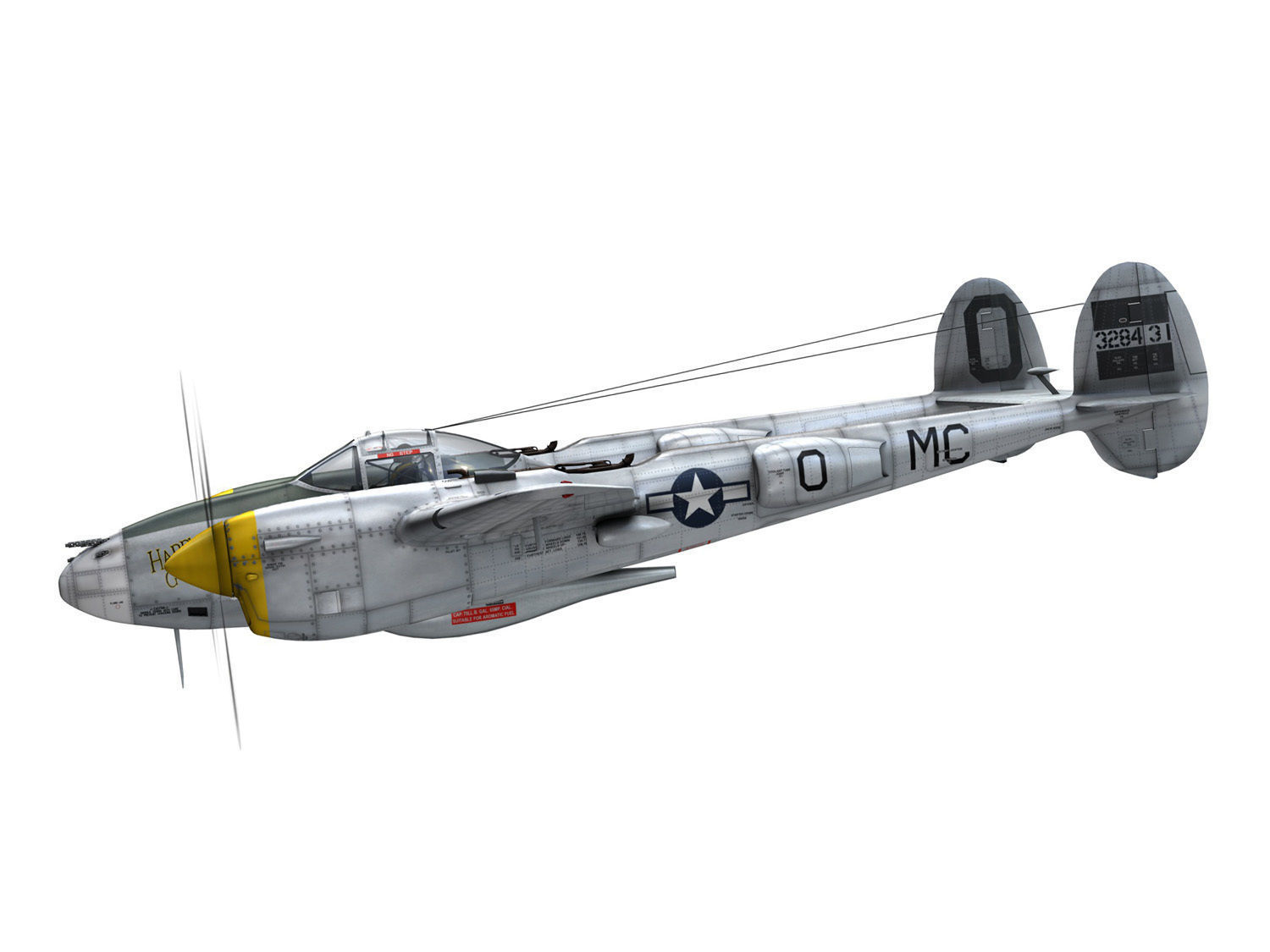 Lockheed P-38 Lightning - Happy Jacks go Buggy 3D model_1