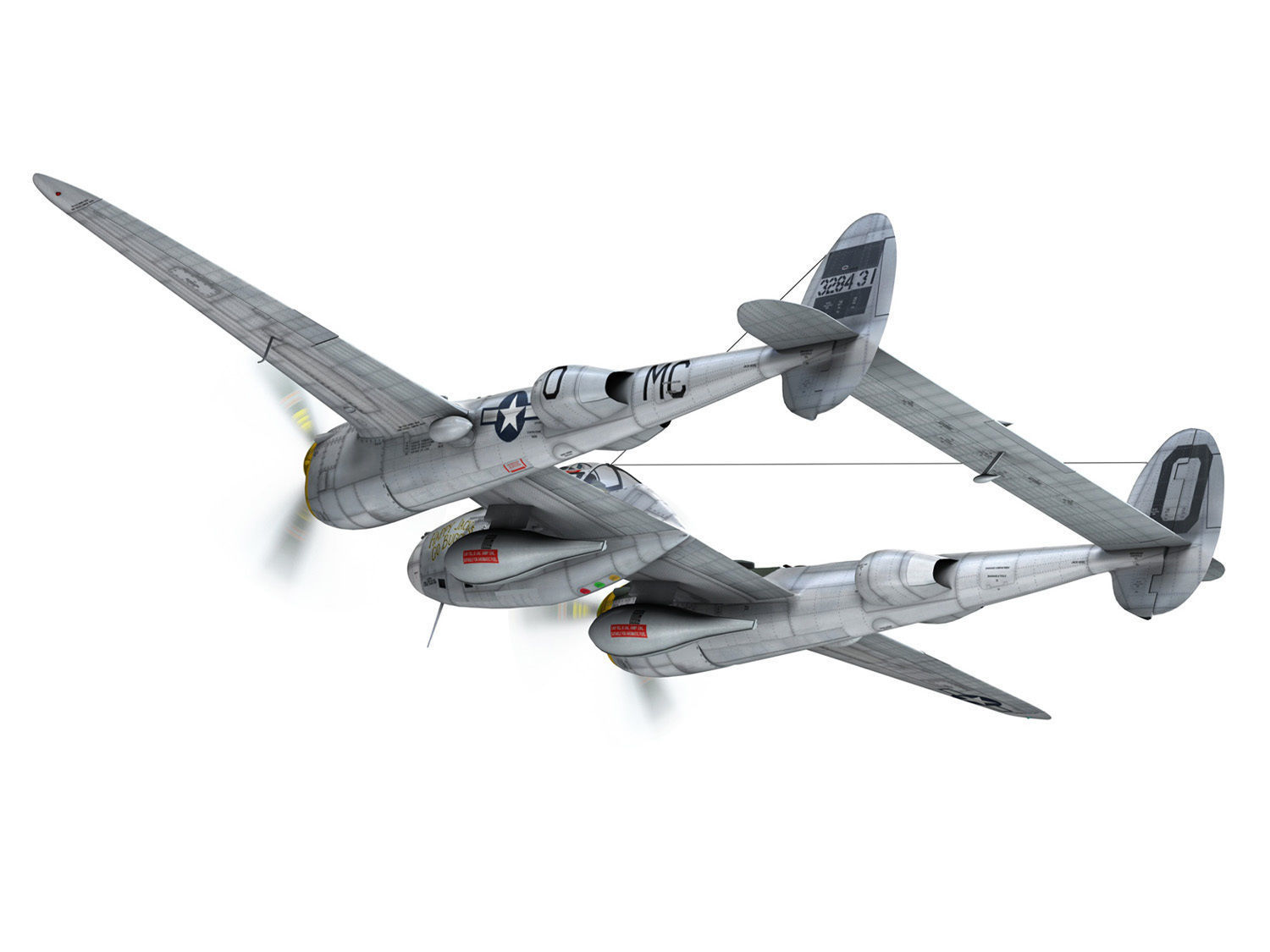 Lockheed P-38 Lightning - Happy Jacks go Buggy 3D model_4