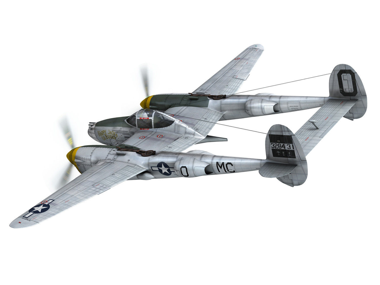 Lockheed P-38 Lightning - Happy Jacks go Buggy 3D model_3
