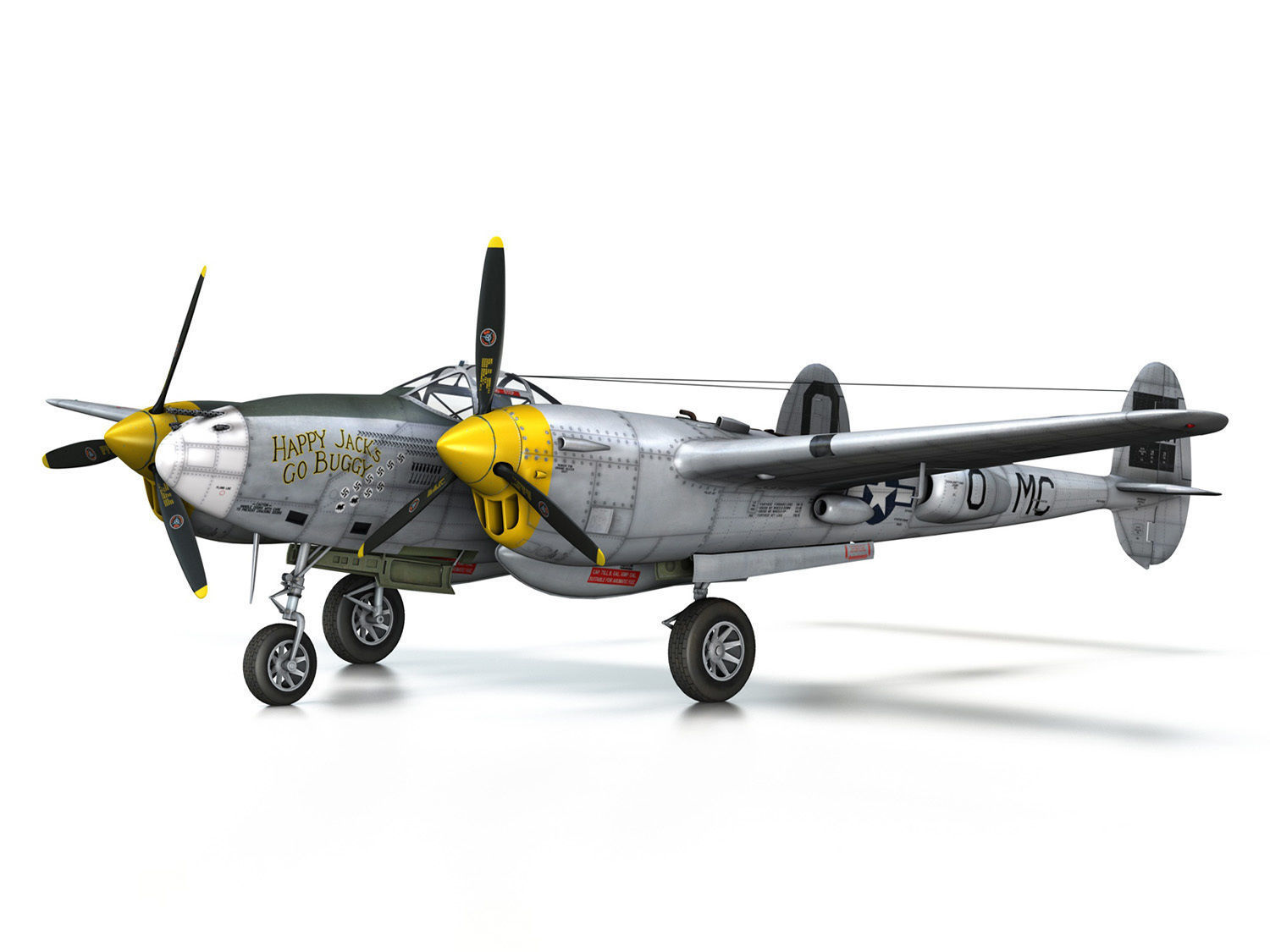 Lockheed P-38 Lightning - Happy Jacks go Buggy 3D model_12