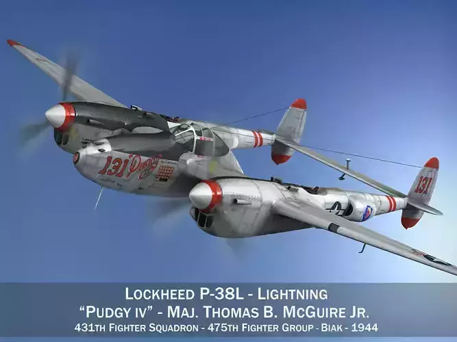Lockheed P-38 Lightning - Pudgy IV 3D model Lockheed P-38 Lightning - Pudgy IV 3D model