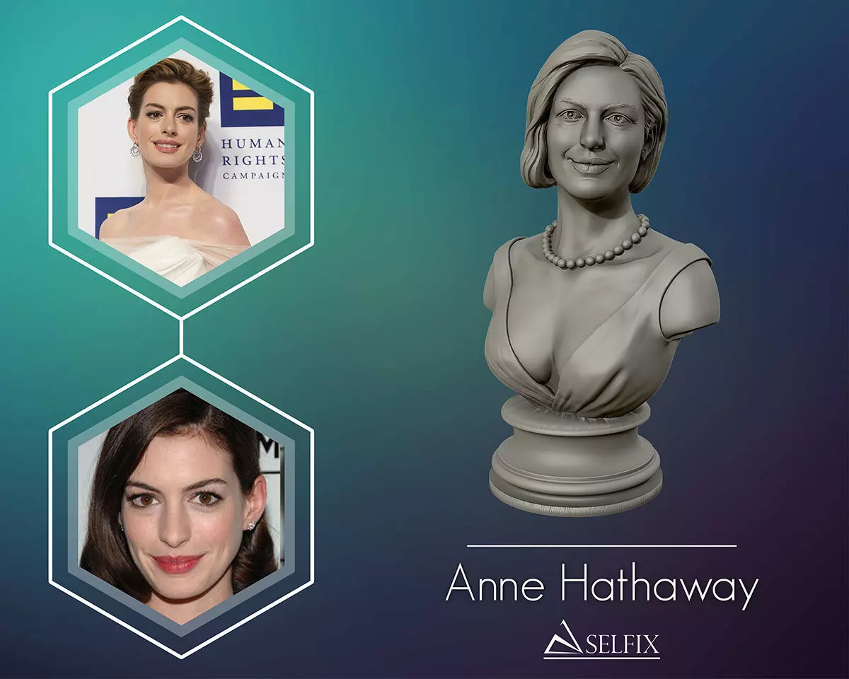 Anne Hathaway 3D Portrait Sculpture 3D print model_0