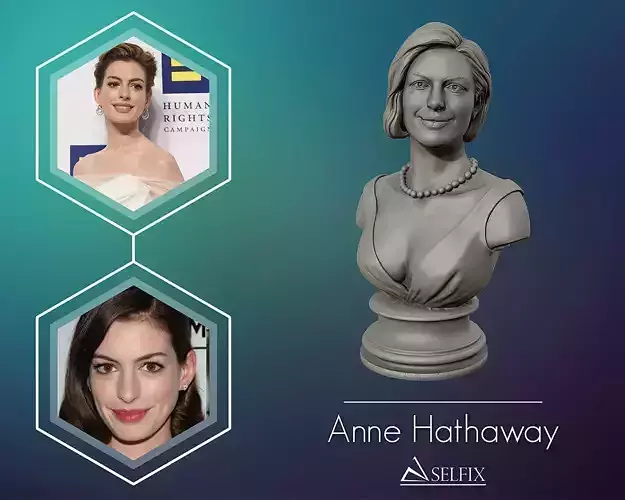 Anne Hathaway 3D Portrait Sculpture