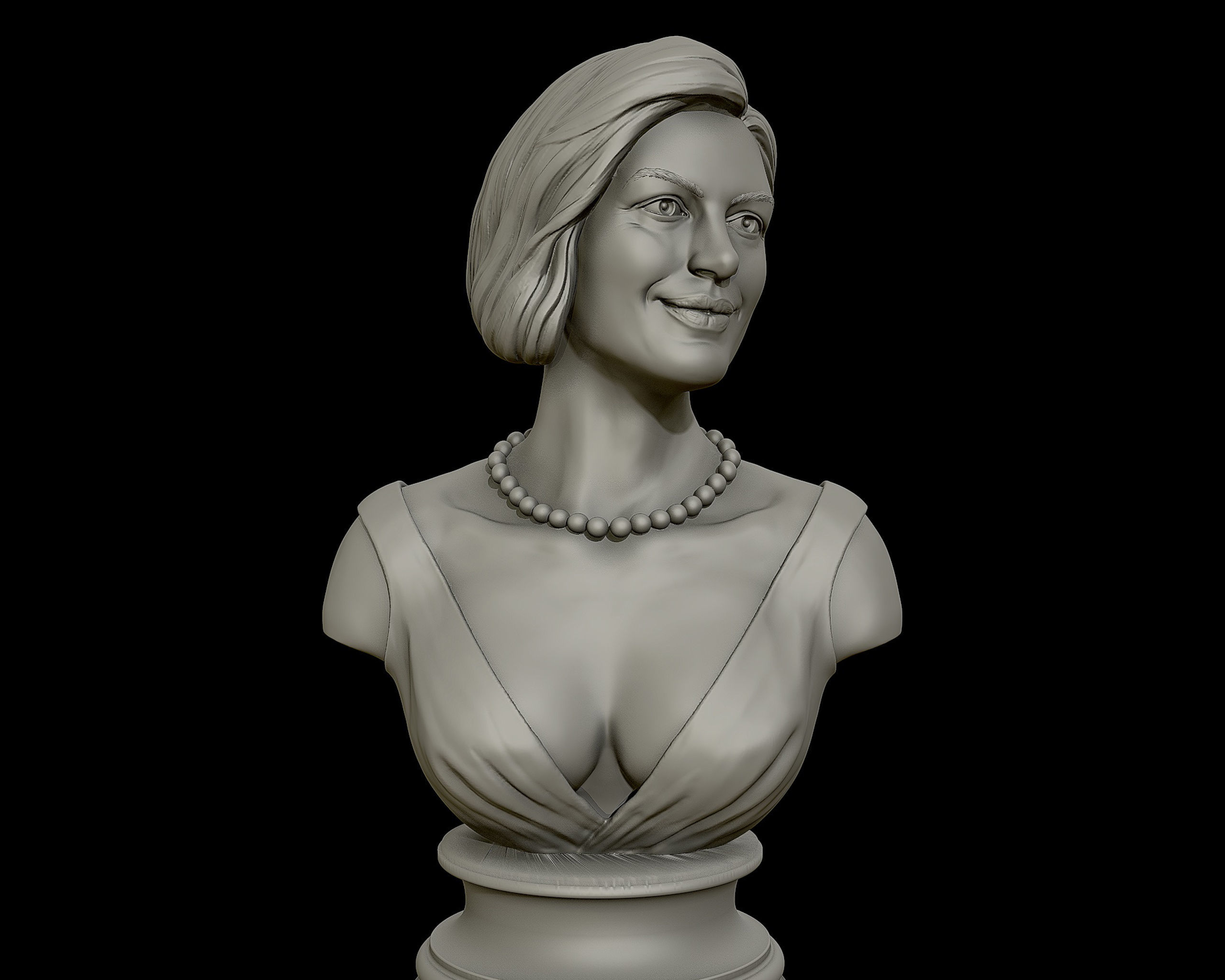 Anne Hathaway 3D Portrait Sculpture 3D print model_4