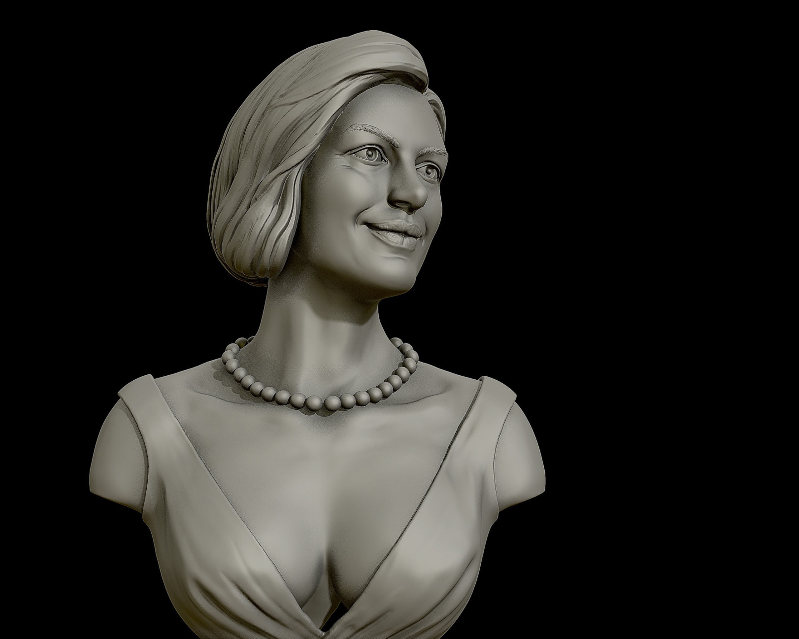 Anne Hathaway 3D Portrait Sculpture 3D print model_6