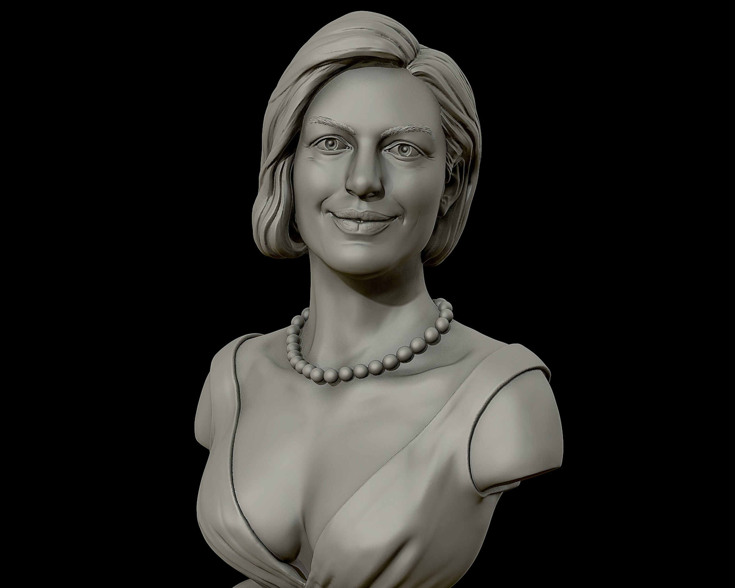 Anne Hathaway 3D Portrait Sculpture 3D print model_3
