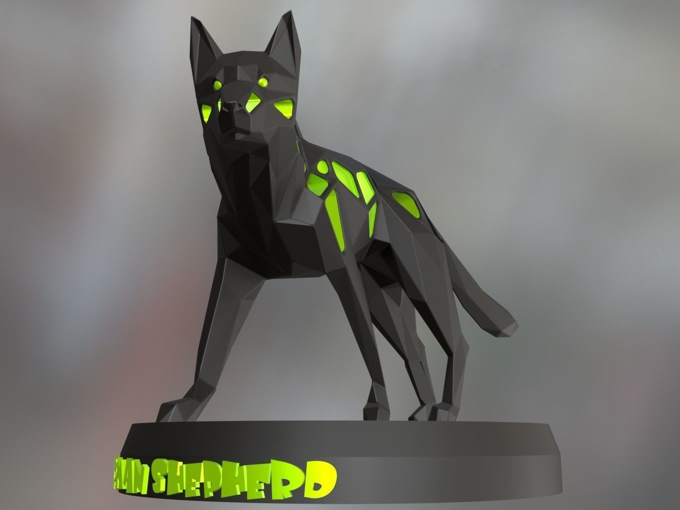 Voronoi German Shepherd Green Hunter 3D print model_7