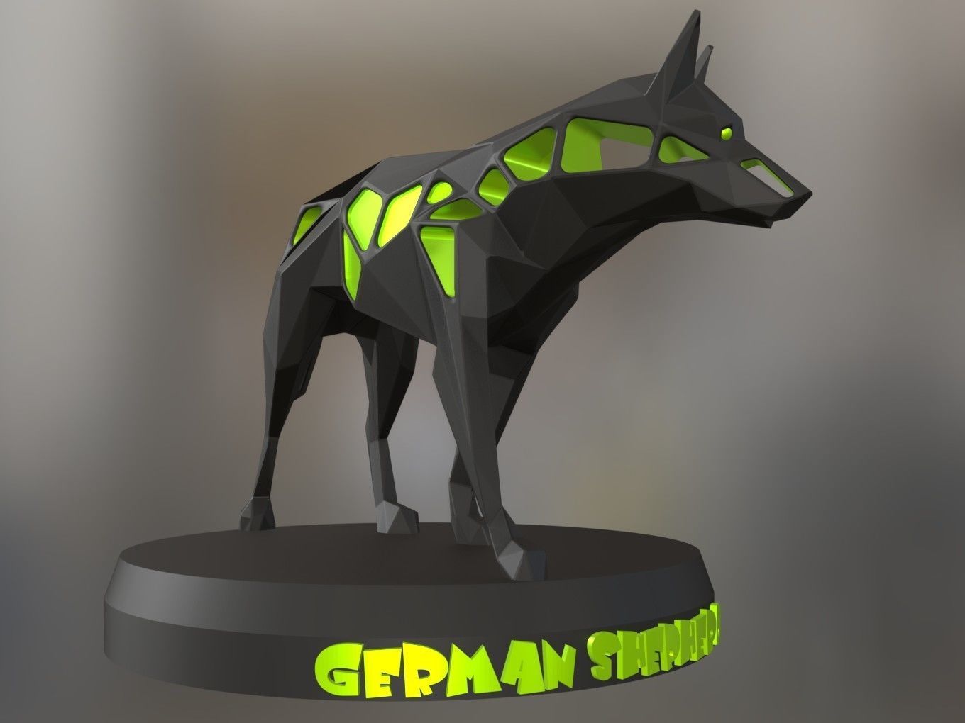 Voronoi German Shepherd Green Hunter 3D print model_6
