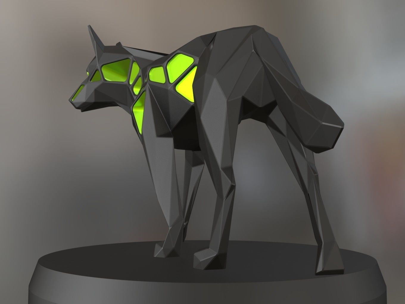 Voronoi German Shepherd Green Hunter 3D print model_3