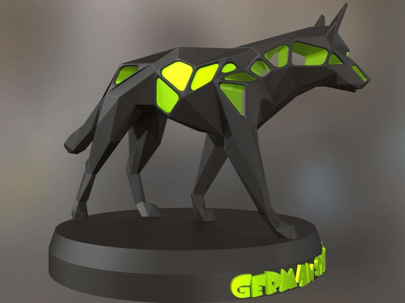 Voronoi German Shepherd Green Hunter 3D print model_5