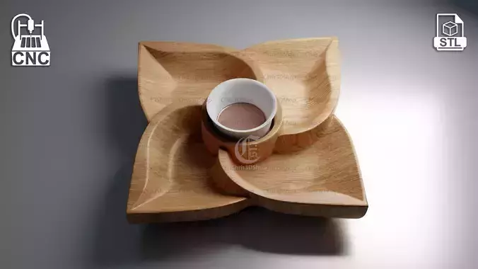 Flower Shaped Tray 3D STL Model designed for CNC