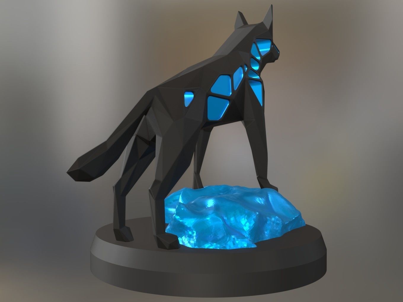 Voronoi German Shepherd Rock 3D print model_3