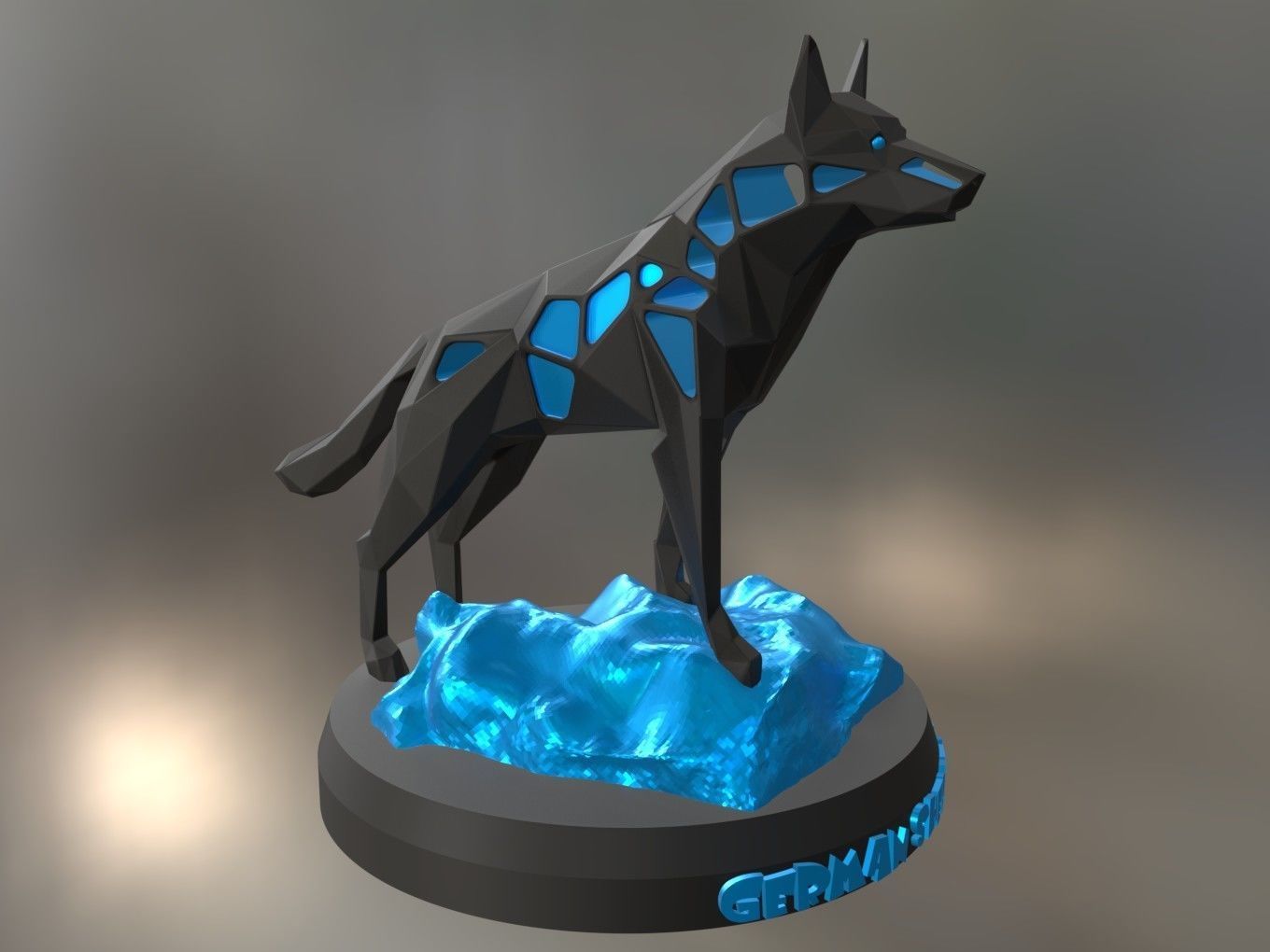 Voronoi German Shepherd Rock 3D print model_5