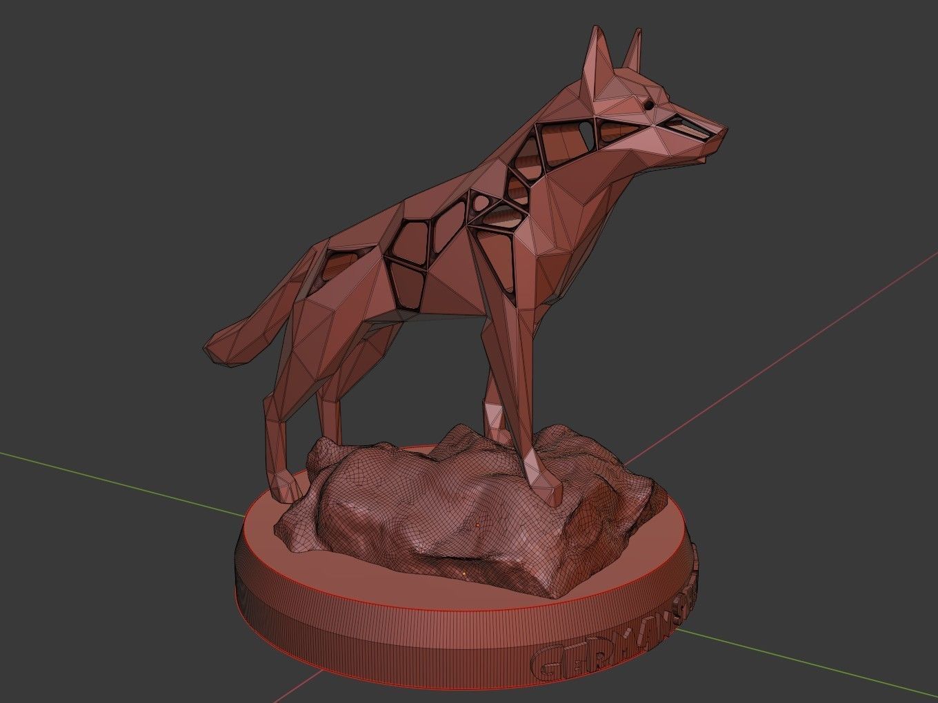 Voronoi German Shepherd Rock 3D print model_8