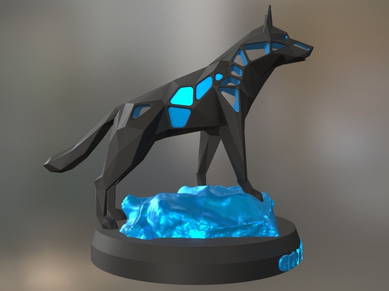 Voronoi German Shepherd Rock 3D print model_4